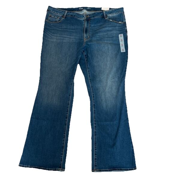NWT Old Navy Kicker Boot-Cut Jeans Womens Plus Size 24 Med Wash Stretch Cowgirl - Picture 1 of 10